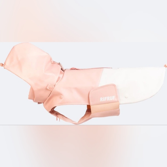 RIFRUF Stormhunter Rain Dog Coat Pink and White Sakura Dog Rain Jacket Size 22 - Picture 2 of 16